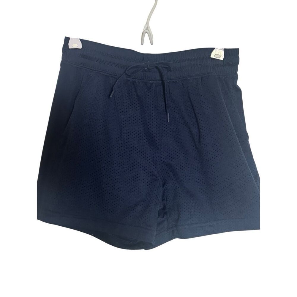 Athletic Works Navy Elastic Waist Perforated Mesh Athletic Shorts Ladies Small